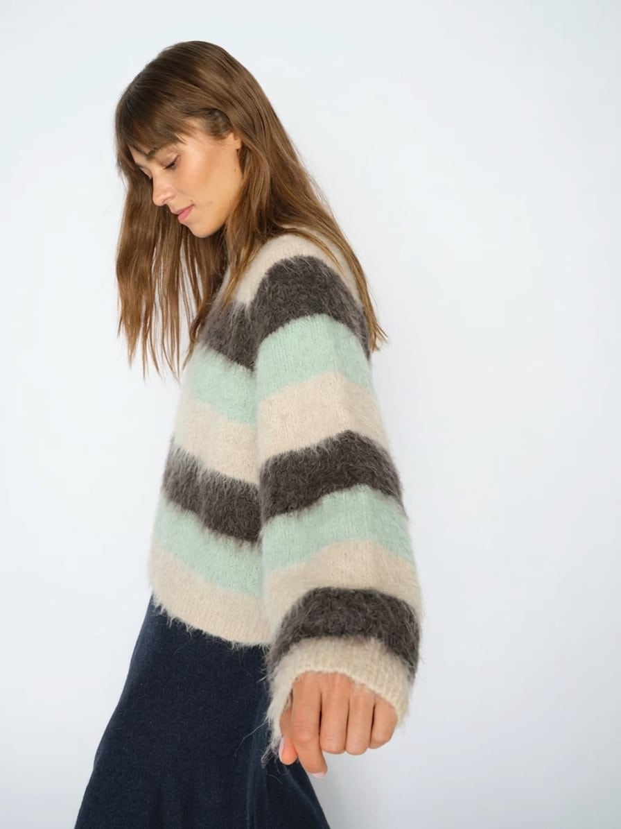 El Jersey crema es una prenda delicada y versátil, perfecta para aportar un toque de color a tus looks de otoño e invierno. Confeccionado en punto, presenta un corte relajado que favorece una silueta cómoda y desenfadada. Además, su cuello redondo clásico añade un aire femenino y sencillo al diseño.